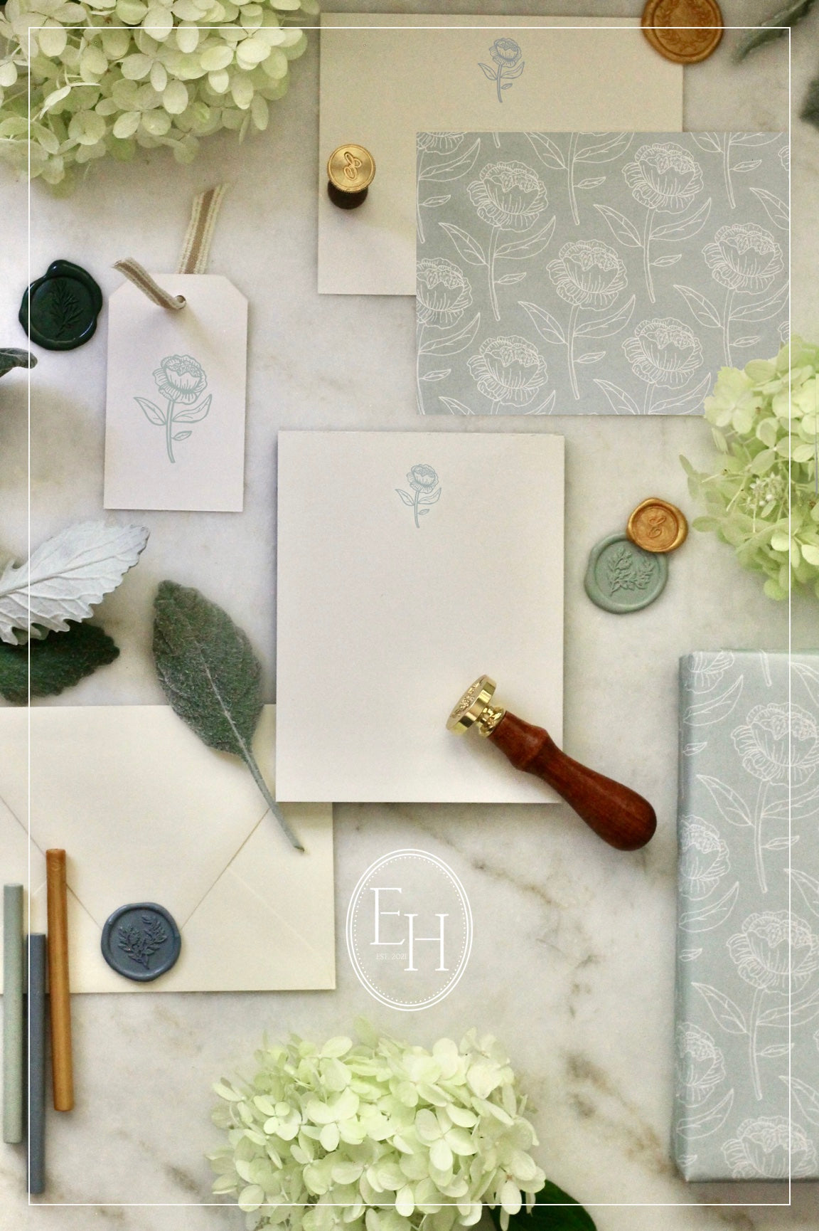 EH Peony Tags, Sage