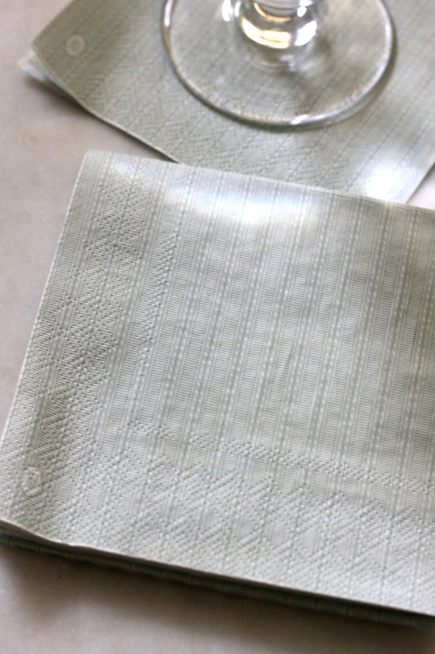 Grosgrain Stripe Paper Cocktail Napkins, Light Blue