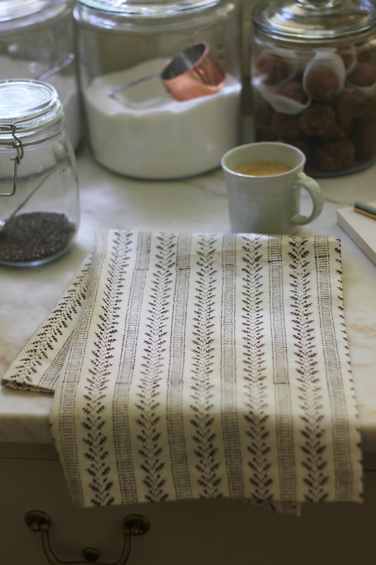 Oak Leaf Ticking Stripe Tea Towels