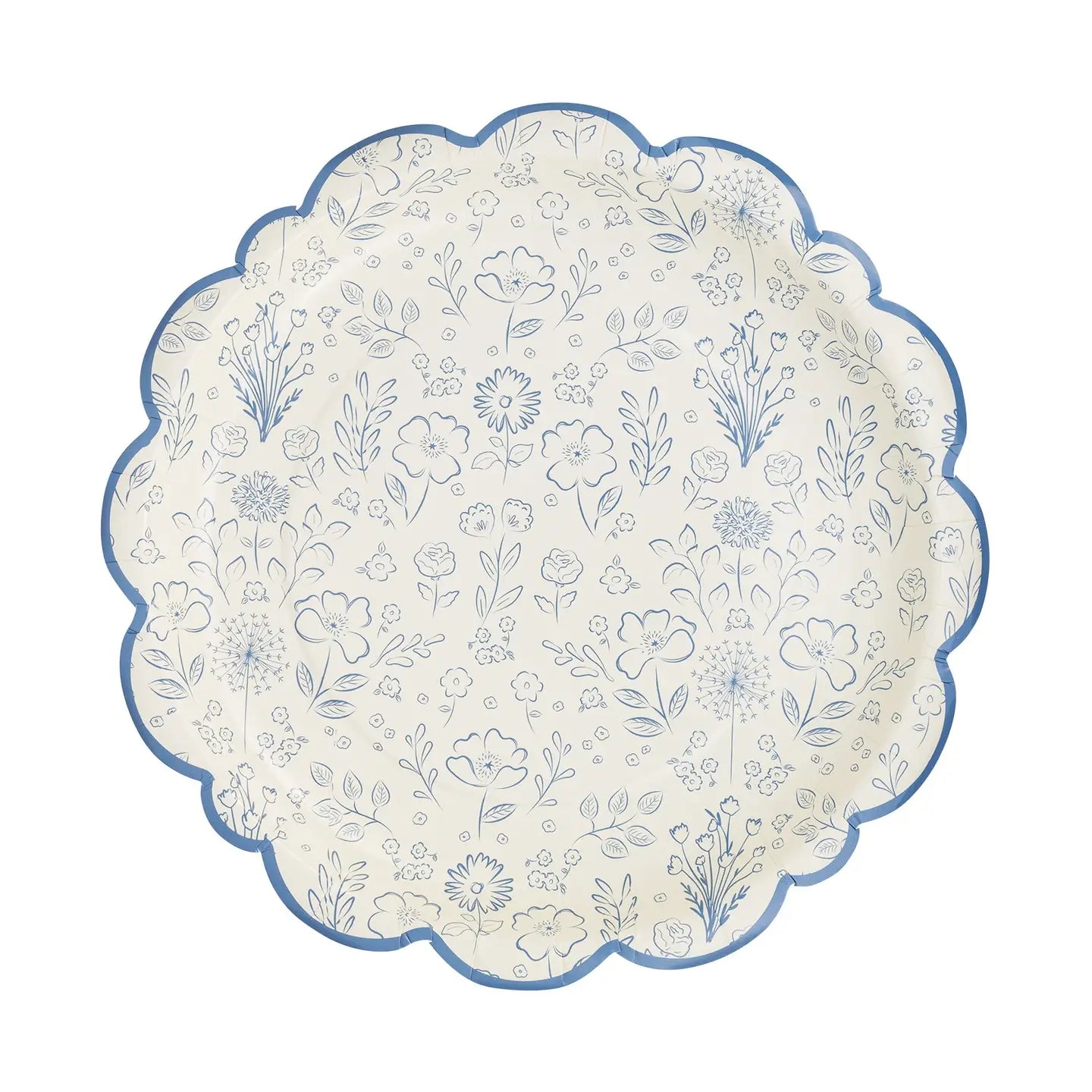 Blue Floral Paper Plate 10"