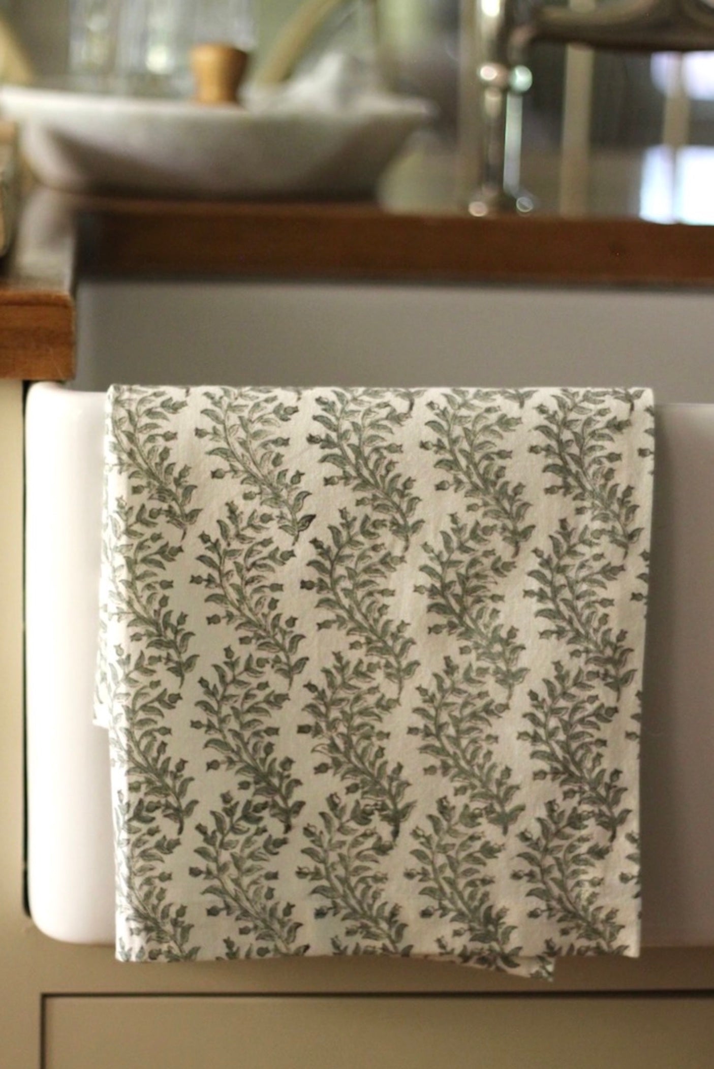 Garland in Sage Stripe Tea Towels