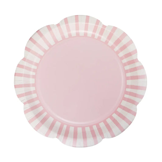 Pink Striped Scalloped Plate