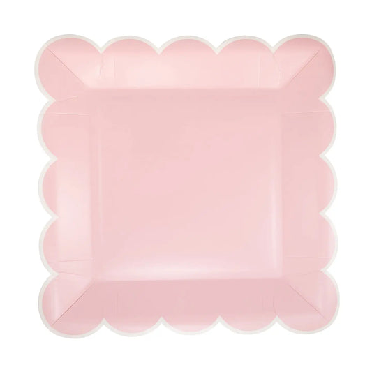 Pink Scalloped Square Plate