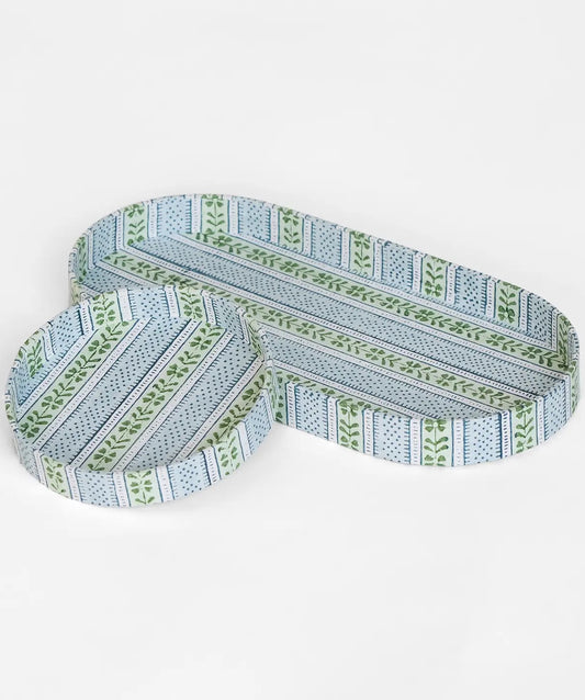 Block Print Round Desk Tray Set