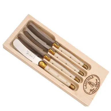 Laguiole Spreader Knives in Ivory with Gold