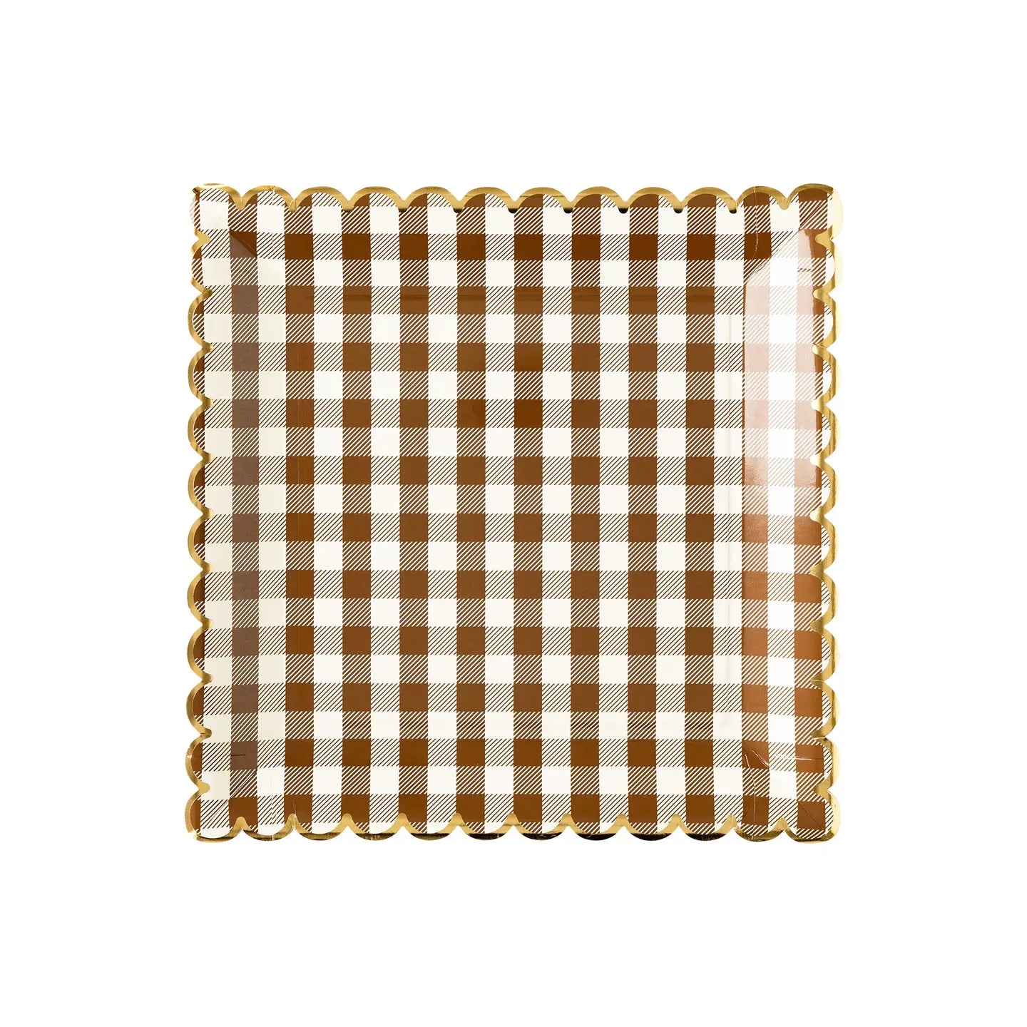 Dark Brown Gingham Paper Plates