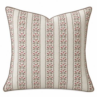 Pomegranate Stripe in Red with Piping Pillow Covers