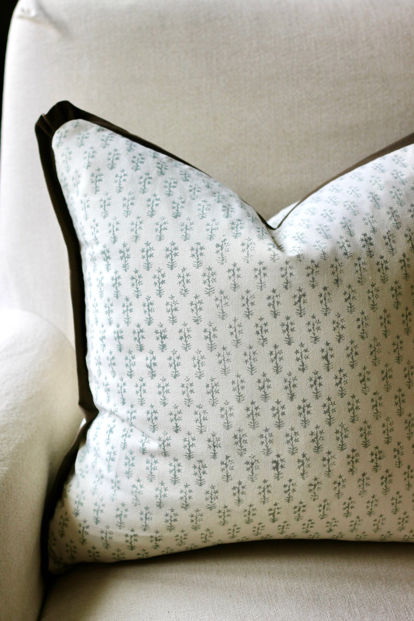 Emma in Slate Pillow Covers | Walnut Trim
