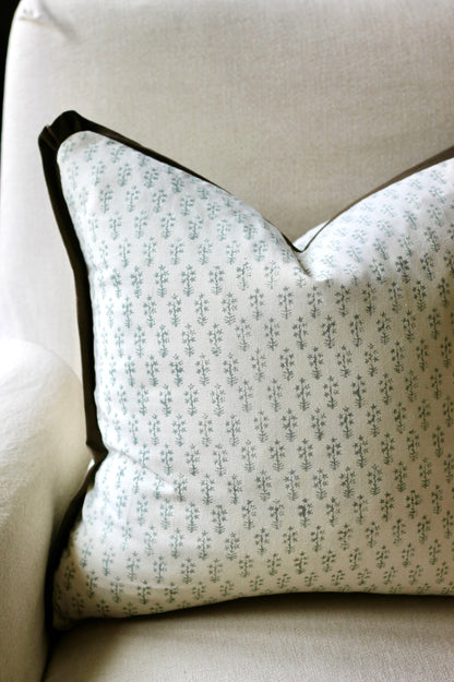 Emma in Slate Pillow Covers | Walnut Trim