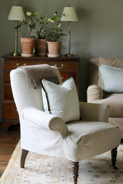 Emma in Slate Pillow Covers | Walnut Trim