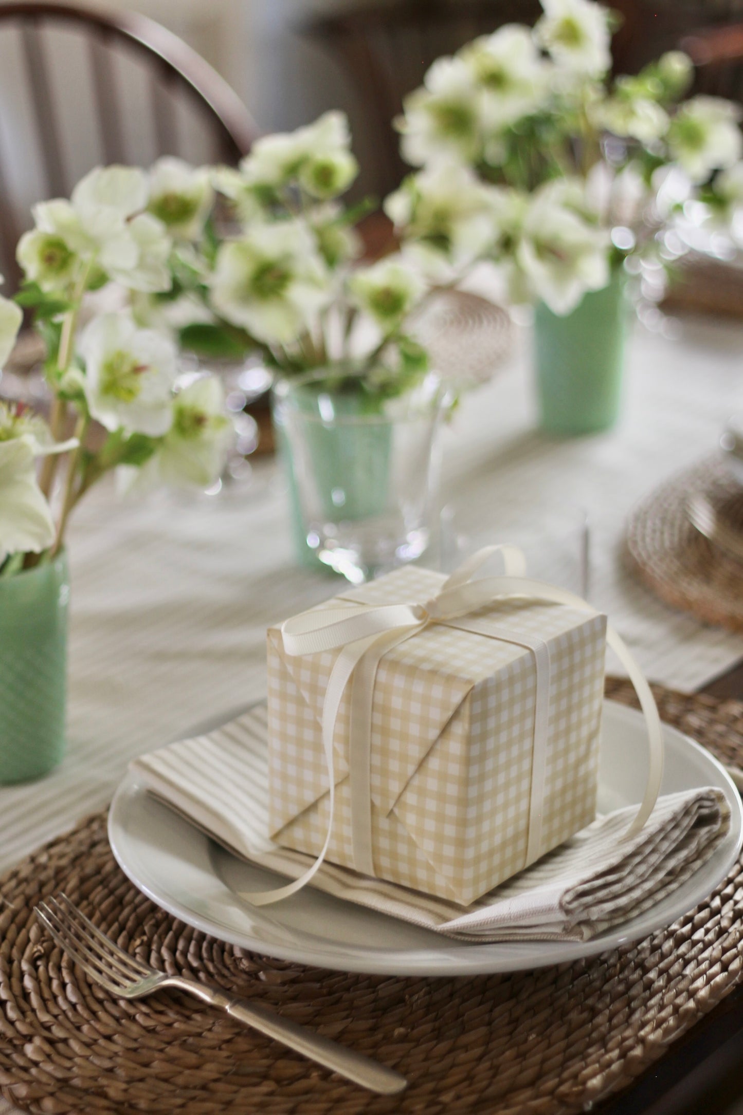 Cream Ticking Stripe Napkins & Table Linens