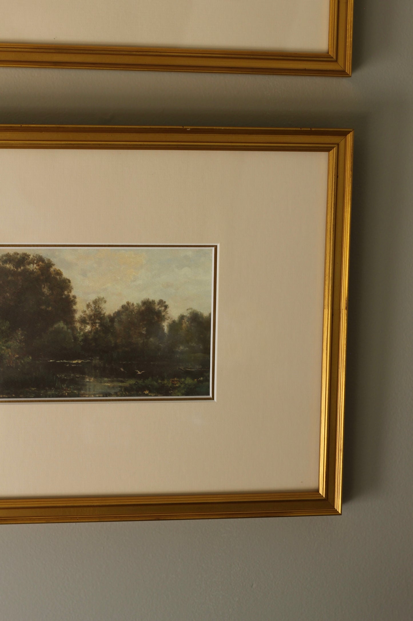 French Landscape "River Landscape with Storks"