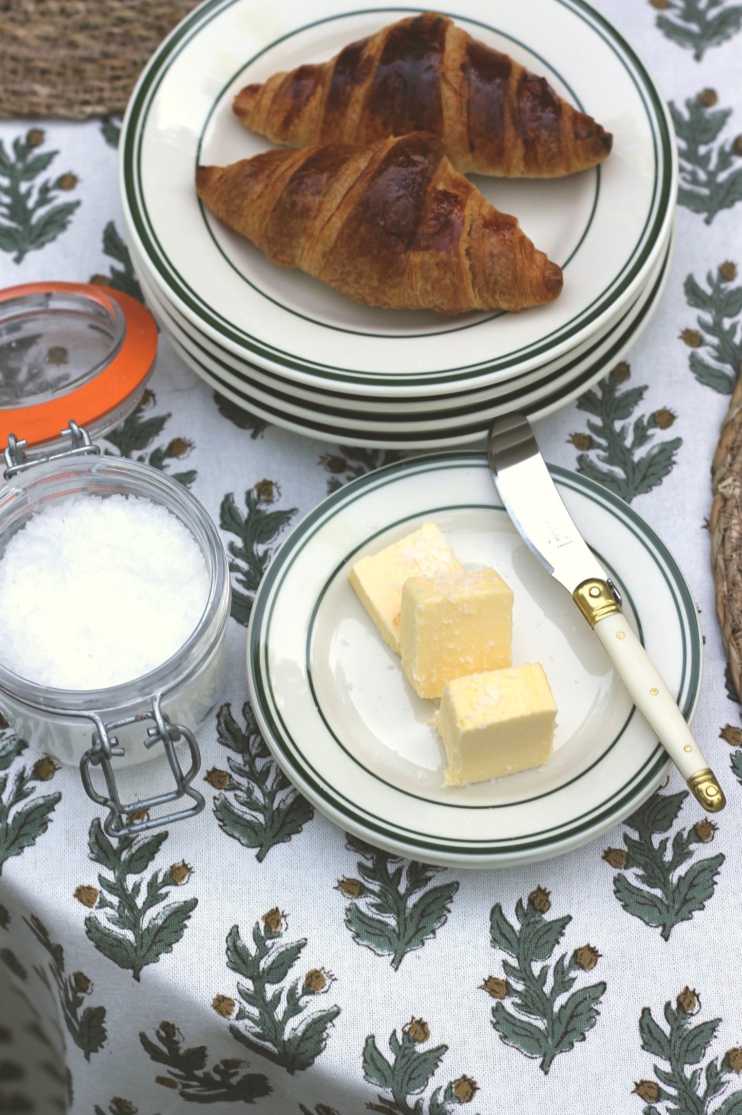 Classic Cafe Plates & Platters | Green Stripe