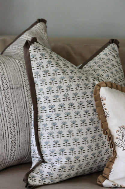 Mone' Pillow Covers | 3 Sizes, English Blue & Walnut
