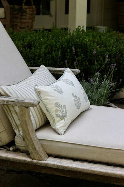 Ellie Pillow Covers with Silver Sage Piping