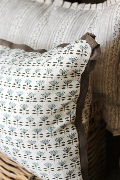 Mone' Pillow Covers | 3 Sizes, English Blue & Walnut