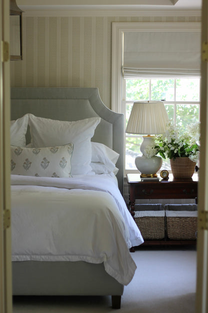 Ellie Pillow Covers with Silver Sage Piping
