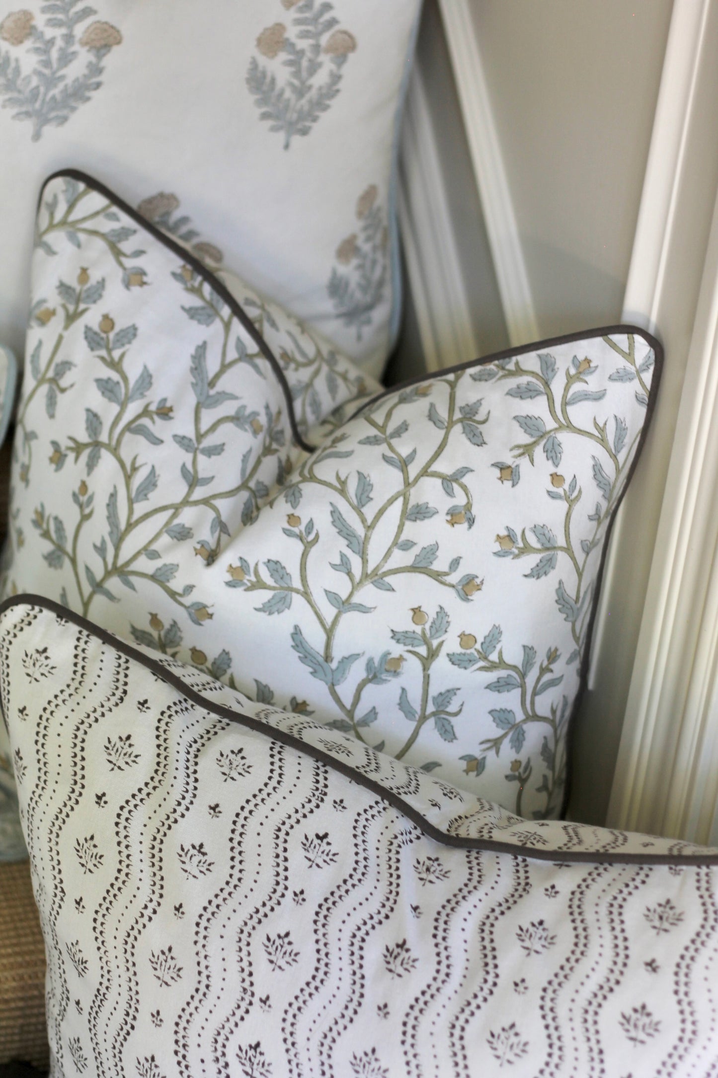 Jillian Pillow Covers with Chocolate Piping