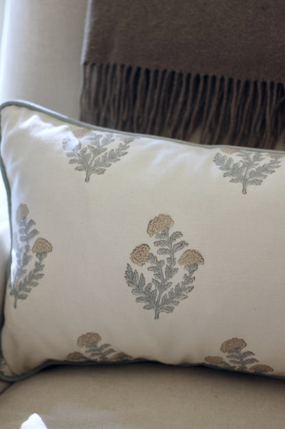 Ellie Pillow Covers with Silver Sage Piping