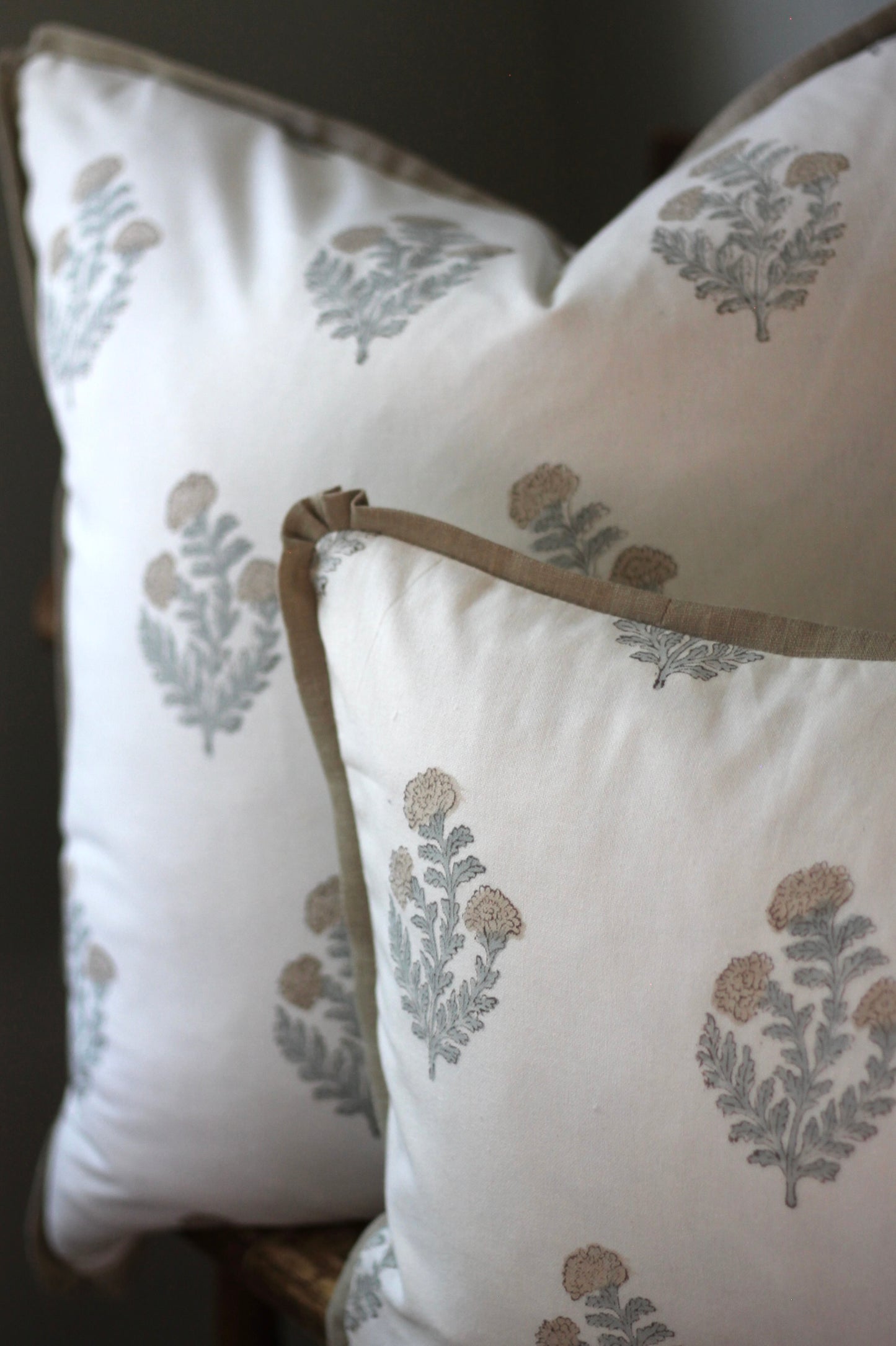 Ellie Pillow Covers with Natural Linen Flange