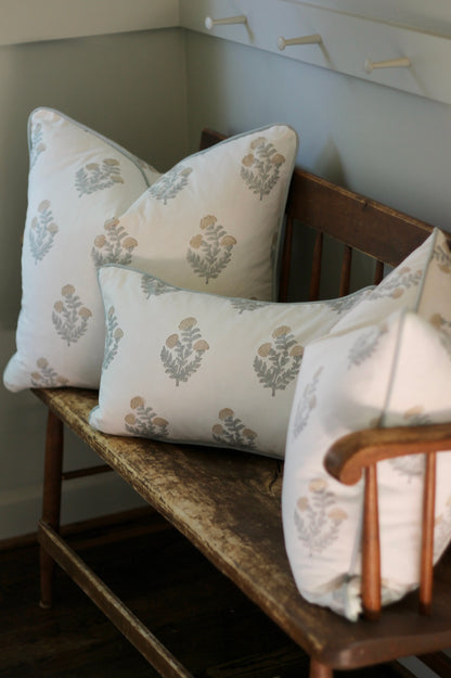 Ellie Pillow Covers with Silver Sage Piping