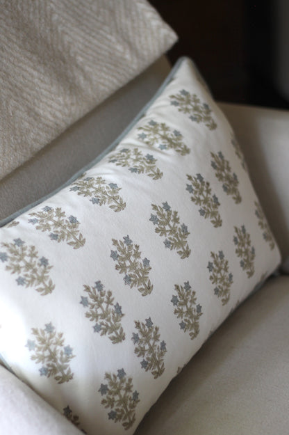 Mae Pillow Covers with Blue Piping