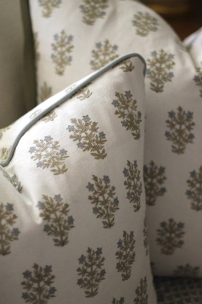 Mae Pillow Covers with Blue Piping
