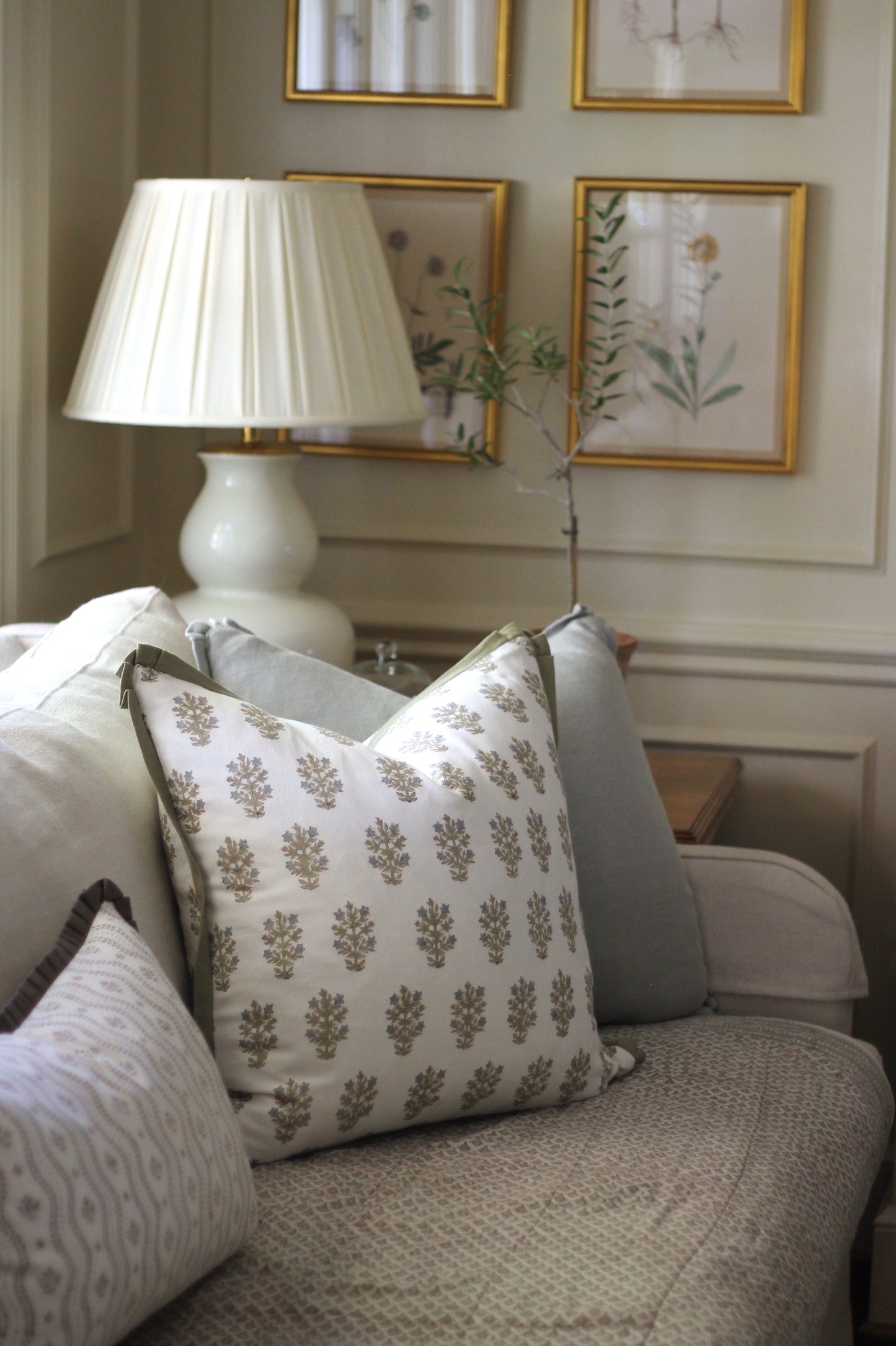 Mae Pillow Covers with Olive Flange