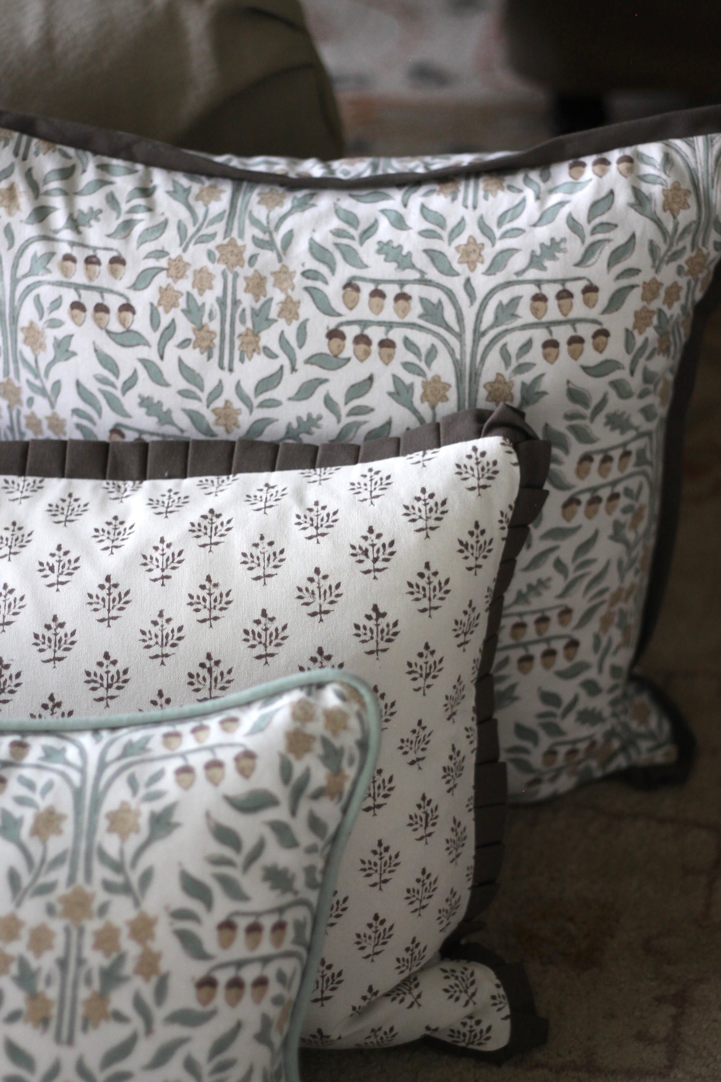 Oak Tree Pillow Covers with Walnut Flange