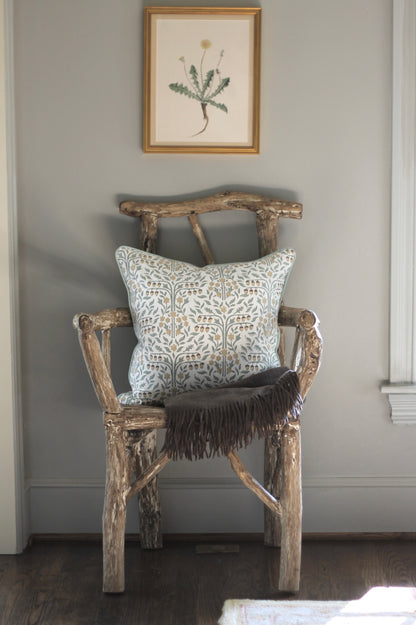 Oak Tree Pillow Covers with Sage Piping