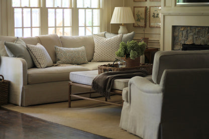 Oak Tree Pillow Covers with Sage Piping