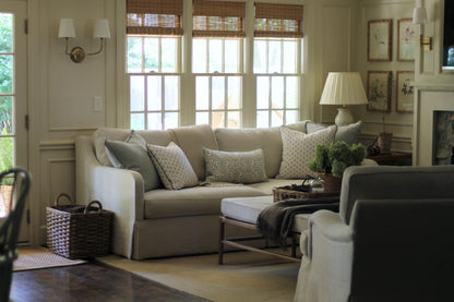 Oak Tree Pillow Covers with Sage Piping