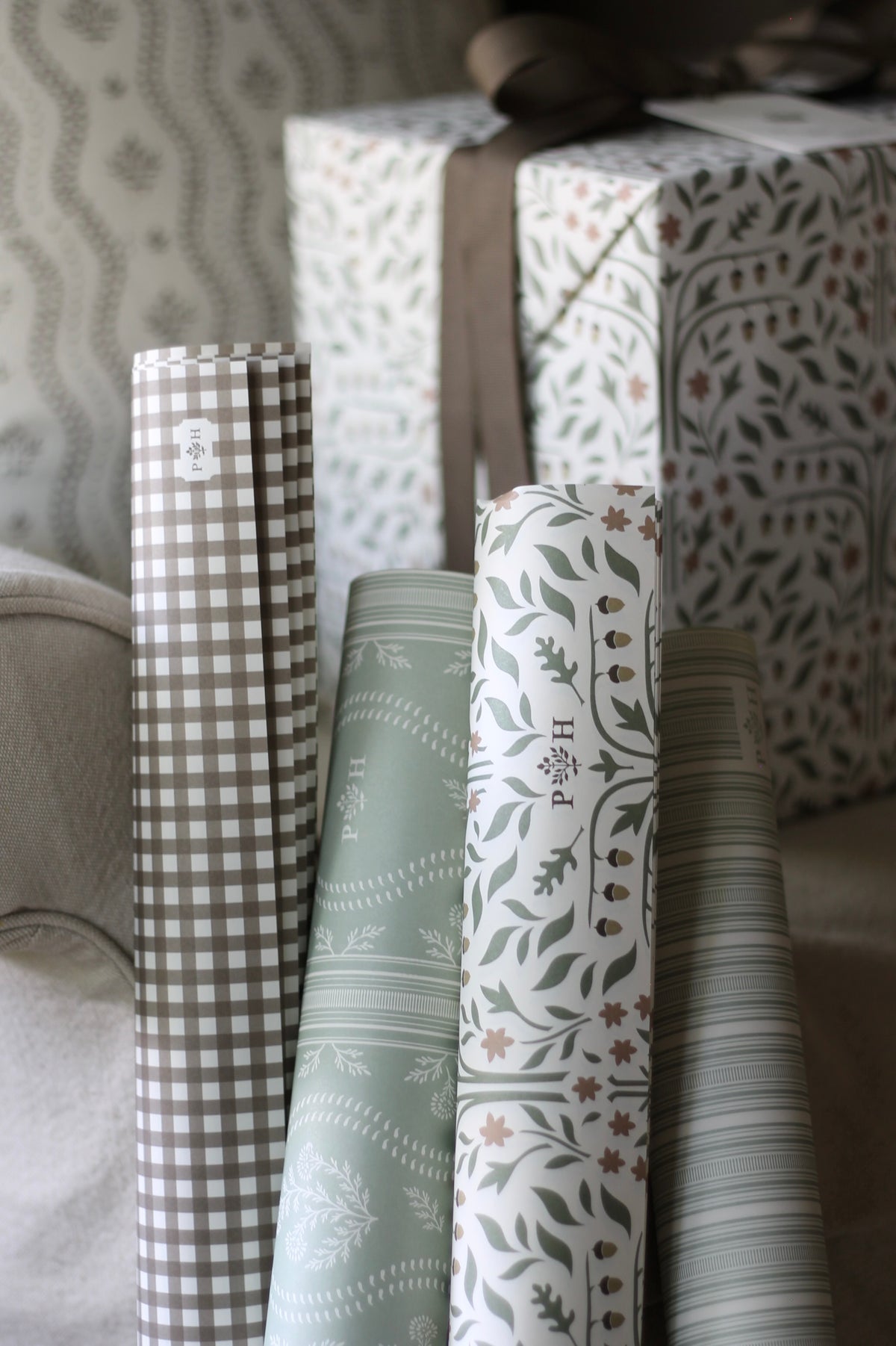 Ellie Wrapping Paper in Silver Sage