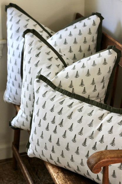 Green Tree Pillow Covers with Green Flange
