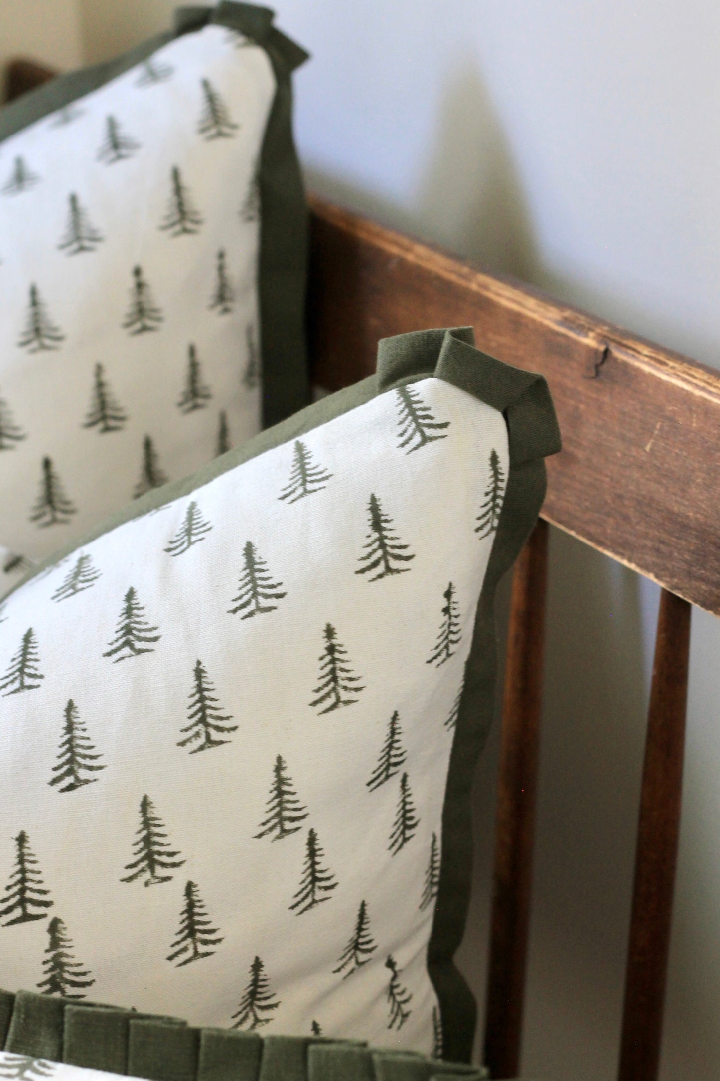 Green Tree Pillow Covers with Green Flange