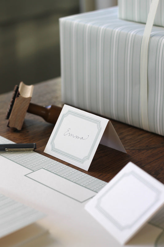 French Border Place Cards | Silver Sage