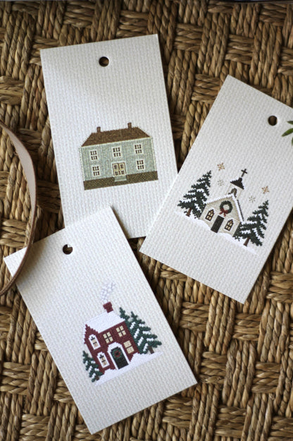 Village Needlepoint Tags