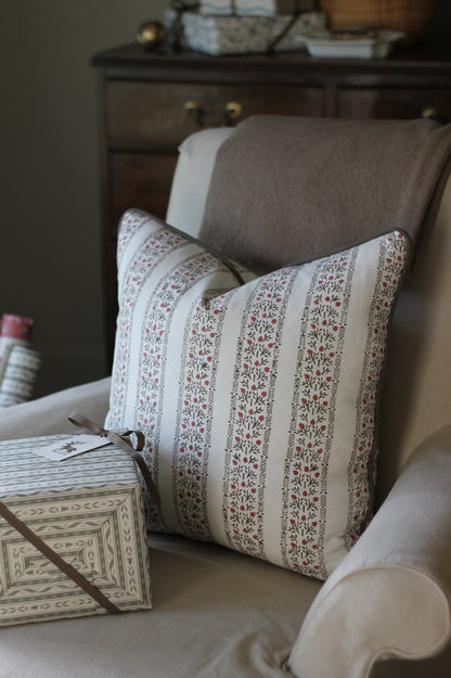 Pomegranate Stripe in Red with Piping Pillow Covers
