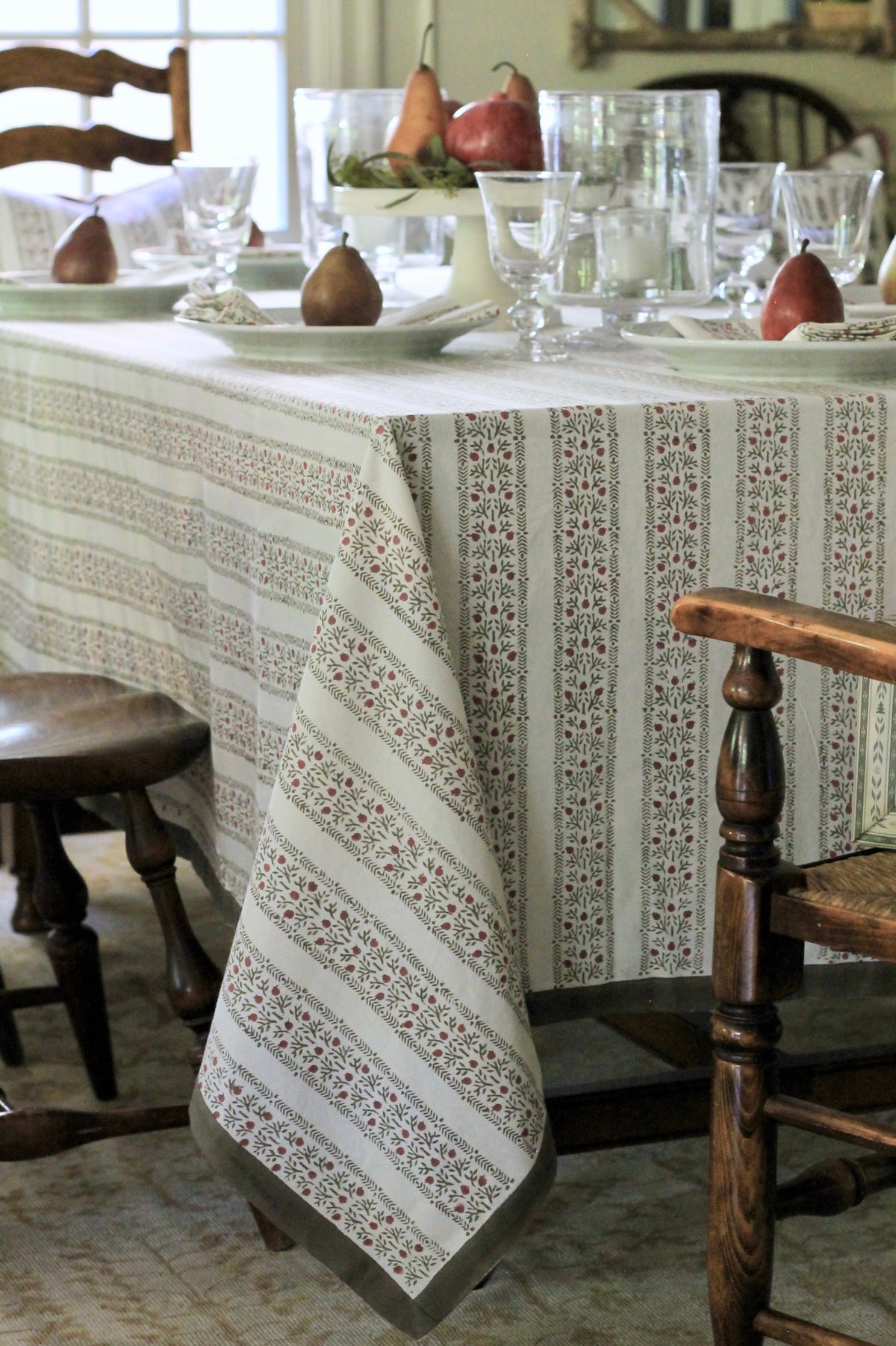 Pomegranate Stripe in Red Table Linens & Napkins