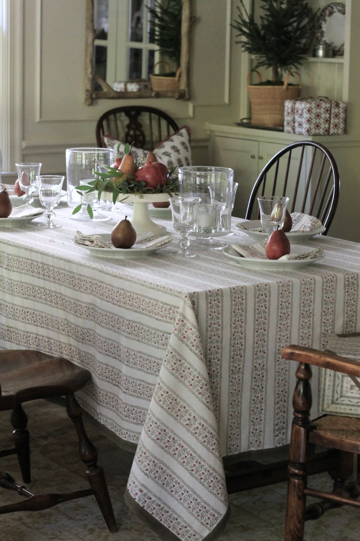 Pomegranate Stripe in Red Table Linens & Napkins