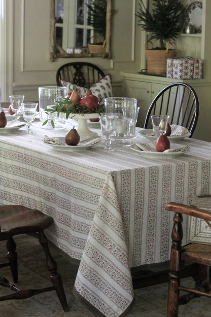 Pomegranate Stripe in Red Table Linens & Napkins