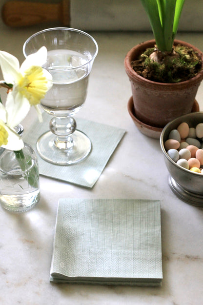 Grosgrain Stripe Paper Cocktail Napkins, Light Blue