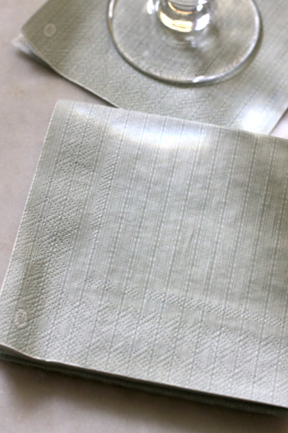 Grosgrain Stripe Paper Cocktail Napkins, Light Blue