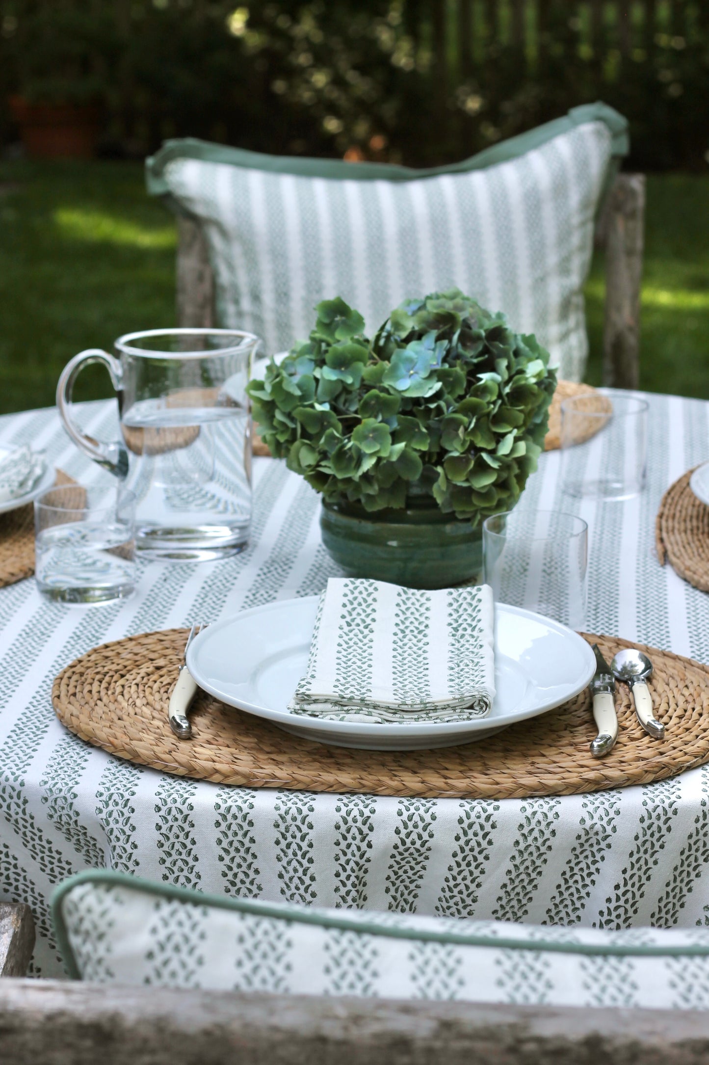 Berry Stripe Napkins, Green