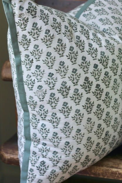 Carie Pillow Covers with Green Flange | 3 sizes