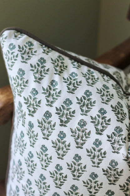 Carie Slate Pillow Covers with Walnut Trim | 3 sizes