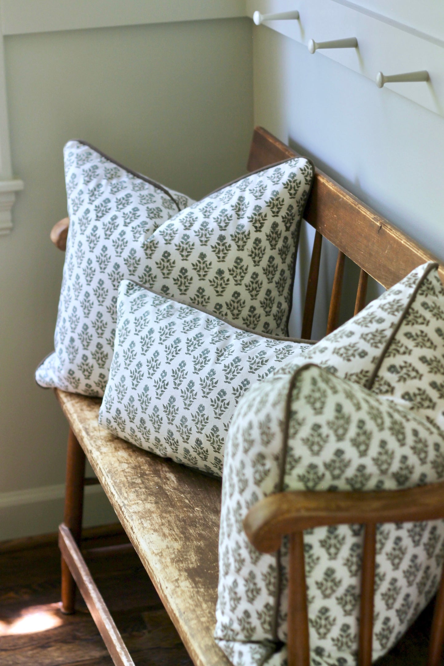 Carie Slate Pillow Covers with Walnut Trim | 3 sizes
