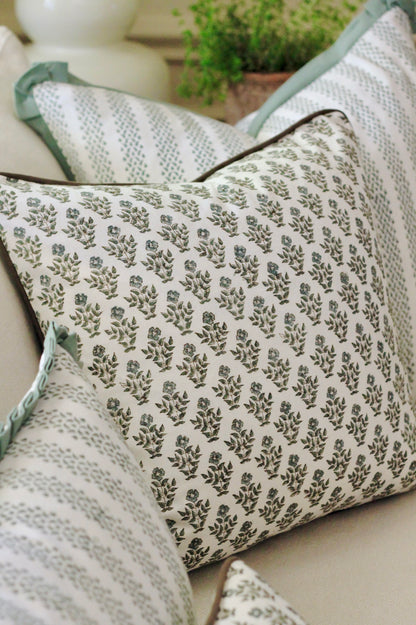 Carie Slate Pillow Covers with Walnut Trim | 3 sizes