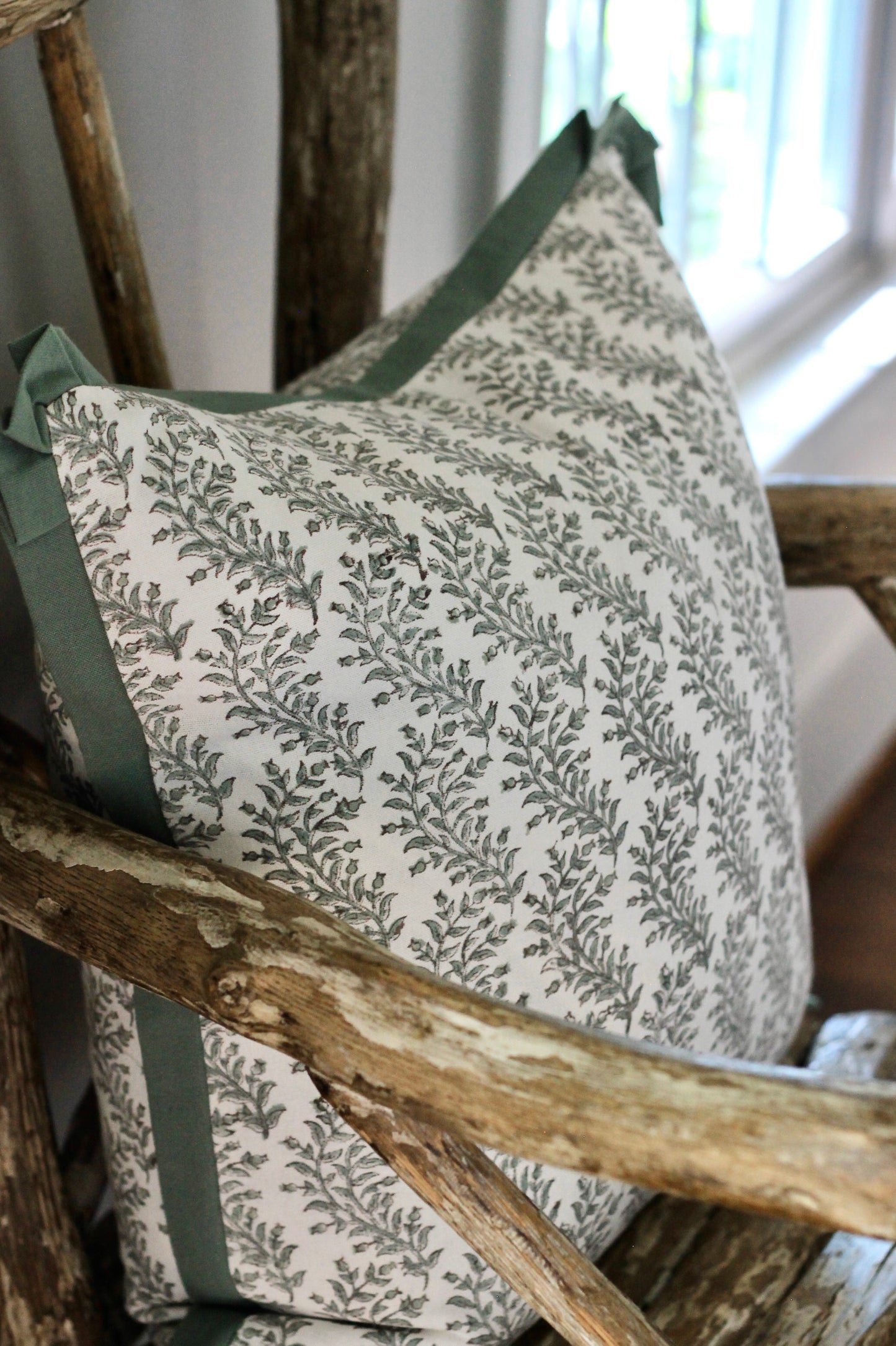 Garland in Sage Pillow Covers with Spruce Flange | 3 sizes