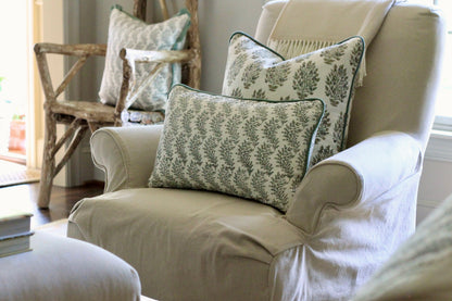 Garland in Sage Pillow Covers with Spruce Piping | 3 sizes